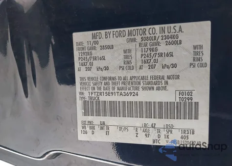 2001 Ford Ranger Edge/Xlt z USA, uszkodzony, nr VIN 1FTZR15E91TA36924